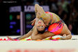 Aliya Garayeva (Azerbaijan) competing with Ribbon at the World Rhythmic Gymnastics Championships in Montpellier.